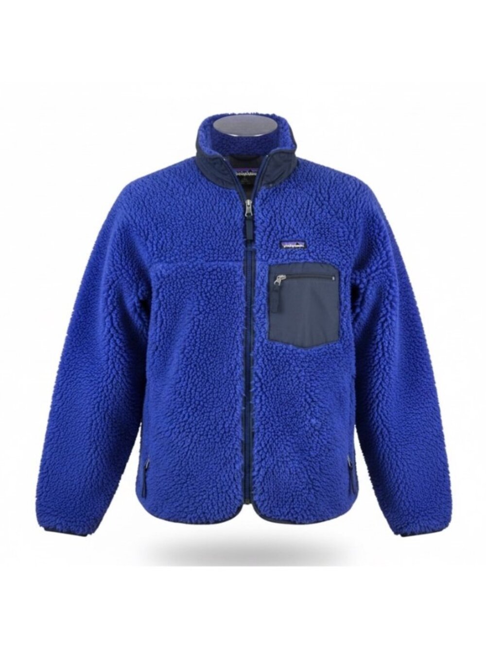 Retro Patagonia Mens Blue Sherpa Fleece Full-Zip Jacket Warm & Durable Size L